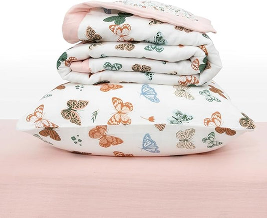 Little Unicorn Toddler Bedding 3-Piece Set | Super Soft & Breathable Muslin Fabric | for Convertible Cribs & Toddler Beds (Butterflies)