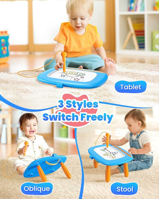Seimome Toddlers Toys Ages 1-3, Magnetic Drawing Board, Doodle Board Pad Learning and Educational Toys for 18 Months Baby, 1-3 Yr Kids Birthday Gifts - Blue