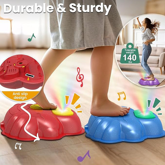 Palotix Light Up Stepping Stone for Kids: Sensory Motor Skill Toys for Active Toddler Obstacle Course Play - 5 Packs Durable Outdoor & Indoor Balance Toy - Great Gift for Boys Girls Ages 3 4 5 6 7
