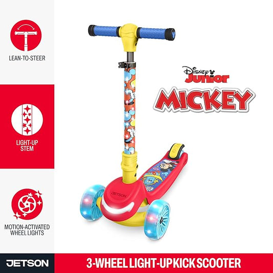 Jetson Character Kids Kick Scooter, LED Lights on Stem & Light-Up Wheels, Lightweight Frame, Height-Adjustable Handlebar, Lean-to-Steer System, Easy-Fold Mechanism