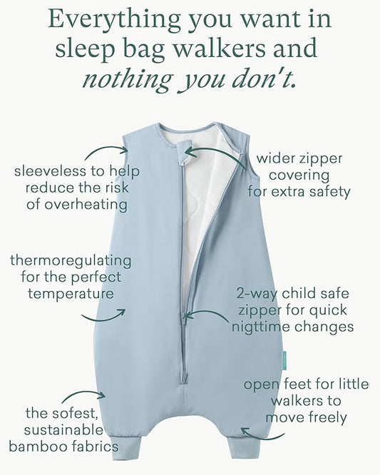 PurComfy Supersoft Toddler Sleep Sack with Feet 1.0 TOG Premium Bamboo Viscose Sleep Bag Walker with Legs 12-18-24-2t-4t-5t