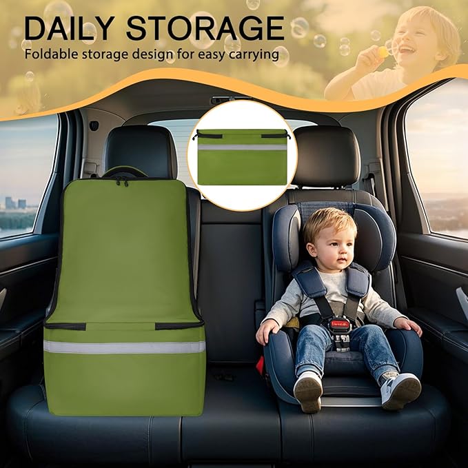 LARIPOP Car Seat Travel Bag for Airplane,Infant Seat Travel Bag with Shoulder Strap,Padded Car Seats Backpack with Reflective Stripes,Large Carseat Carrier Bag Travel Car Seat Cover,Green