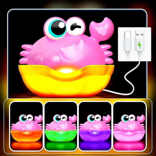 Bath Toys for Kids Ages 1-3,Light Up Baby Bath Toys Crab Bubble Maker with Colourful Light Toddler Bathtub Birthday Gifts Christmas Stocking Stuffers for Boys Girls Aged 1-3 2-4 3-5