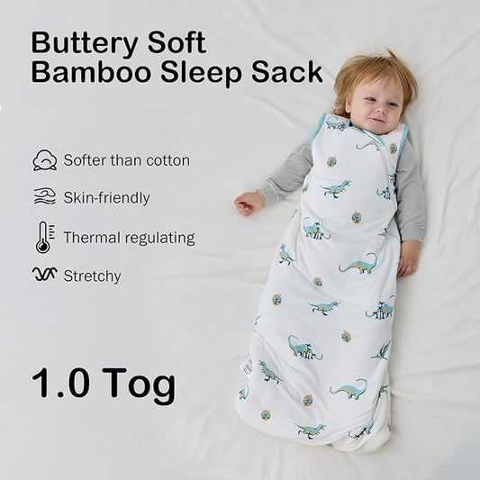 BubblePanda Rayon Made from Bamboo Sleep Sack 0-6 Months 1.0 Tog Soft Toddler Sleeping Sack 3-6 Months for Infant Newborn Babies 2-Way Zipper Baby Wearable Blanket 0-3 Months