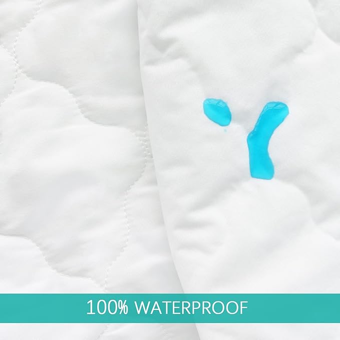 2 Pack Waterproof Pack and Play Mattress Pad Cover, Pack and Play Sheets Quilted- 39" x 27" Fitted for Graco Playard | Mini & Portable Mattresses -Washable Ultra Soft Padding