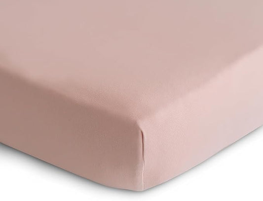 mushie Stretchy & Soft Crib Sheet | Fitted 28" x 52" (Blush)