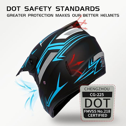 Youth Kids Motocross Helmet, Adult ATV Dirt Bike Helmet with Goggles Gloves & Mask Quick, Full Face Motorcycle Helmet with Quick Release Buckle DOT Certified