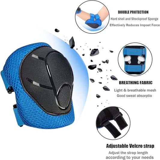 Kids/Youth Knee Pads Elbow Pads for 3-14Years Boys Girls 6 in 1 Kids Protective Gear Set Adjustable for Skating Cycling Bike Rollerblading Scooter Roller Skates