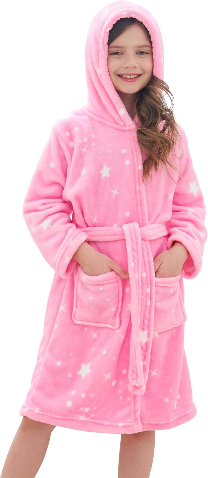 Doctor Unicorn Soft Hooded Rainbow Bathrobe Sleepwear for Girls
