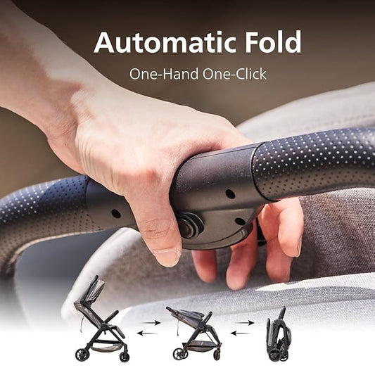 Pika Baby Stroller – Lightweight, Compact, Auto-Folding Design with Adjustable Footrest, UV Canopy, Mesh Window, and Travel Friendly – Perfect for Newborns to 55 lbs