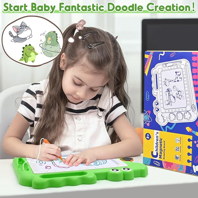 AiTuiTui Magnetic Drawing Board Toddler Toys Gift for Girls Boys, Color Sketch Writing Scribble Doodle Pad Travel Games, Educational Learning Kids Toys for Birthday or Valentine (Green)