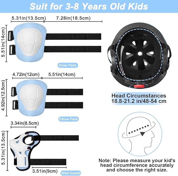FIODAY Kids Helmet Knee Pads for Kids Unicorn Knee and Elbow Pads Wrist Guards Adjustable Protective Gear Set for Girls Boys Sports Skateboard Inline Skating Scooter