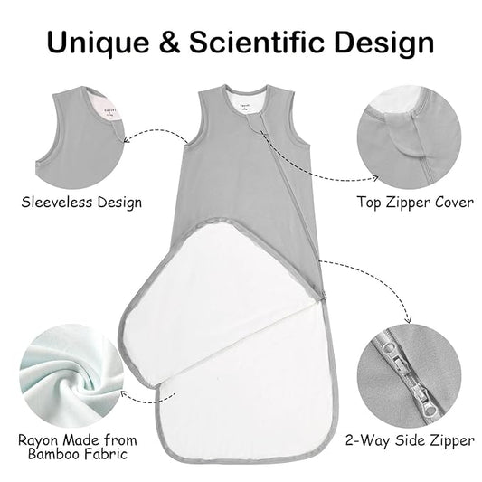 Supersoft Rayon Made from Bamboo Sleep Sack 24-36 Months 0.5 Tog Toddler Sleep Sack 2t Baby Wearable Blanket 3t with 2-Way Zipper Summer Unisex Sleeping Bag for Babies (2 Pack) Pink & Gray