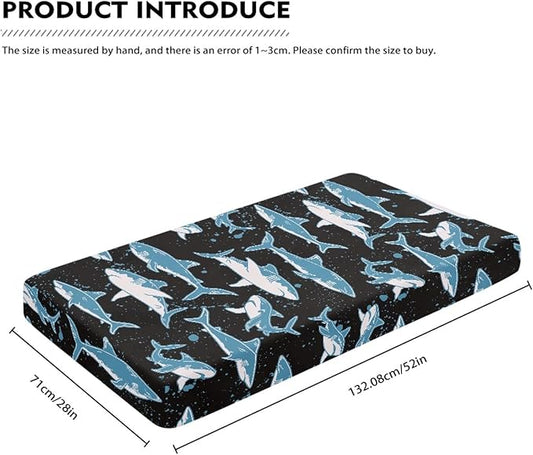 Blue Sharks Fitted Crib Sheet Marine Sharks Baby Crib Sheet Fit Standard Crib and Toddler Mattress,Crib Mattress Sheets for Boys Girls 28"x52"