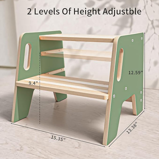 Wingyz Toddler Step Stool,Height-Adjustable Wooden Step stools for Kids with Handles,2 Stepstool for Toddlers,Bathroom Sink, Kitchen, Bedroom,Potty Training