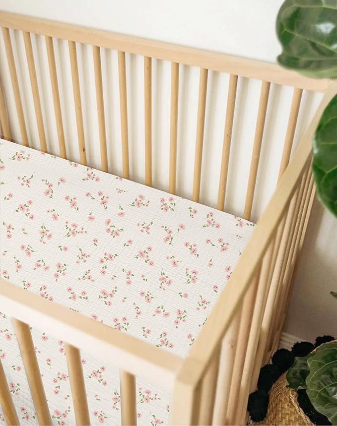 Mini Crib Sheets for Baby Boy Girl 2 Pack, Neutral Mini Crib Mattress Sheet 24" x 38", Muslin Nursery Bedding Soft and Breathable Comfort (Rosy)
