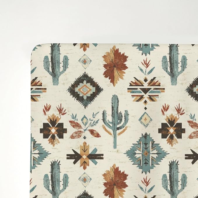 Tribal Cactus Totem Baby Crib Sheets for Boy Girl 28"x52" Vintage Cactus Soft Stretchy Fitted Crib Mattress Covers Western Cactus Nursery Baby Sheets for Standard Crib and Toddler Bed Mattress