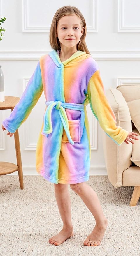Doctor Unicorn Soft Unicorn Hooded Bathrobe Sleepwear - Unicorn Gifts for Girls