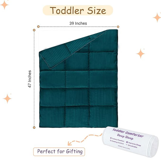 ZPECC Toddler Down Alternative Comforter, 39x47 Hypoallergenic Baby Blanket Quilt, Soft Breathable Lightweight All Season Kids Duvet Insert for Crib Stroller Cot Daycare, Teal