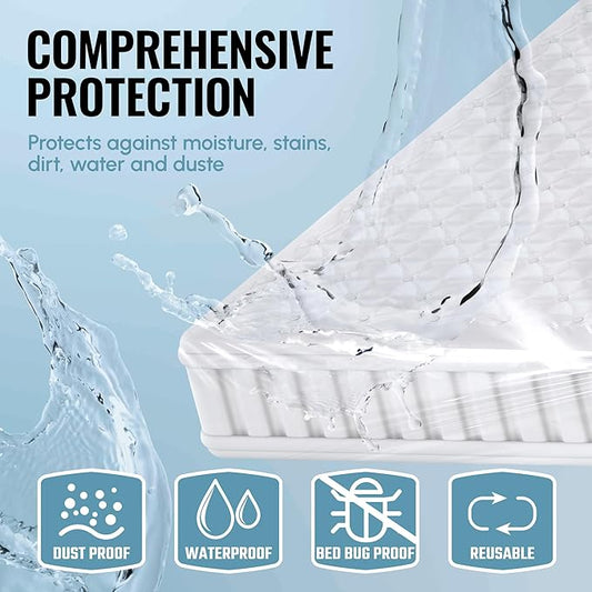 WORKPRO 2-Pack Queen/King Size Plastic Mattress Bags for Moving, 2mil Thick Water-Resistant Mattress Protector Storage Covers, Tear-Resistant Mattress Disposal Cover (78"x100")