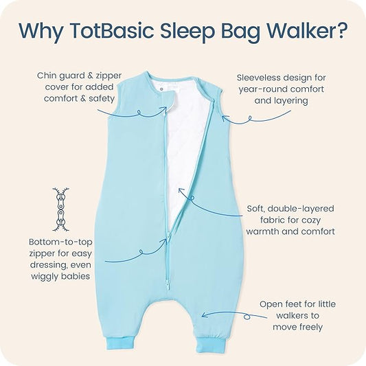 Toddler Sleep Sack with Feet, 1.0 TOG Baby Sleeping Bag with Legs, Oversized Wearable Blanket for 2T, 3T, 4T Walkers