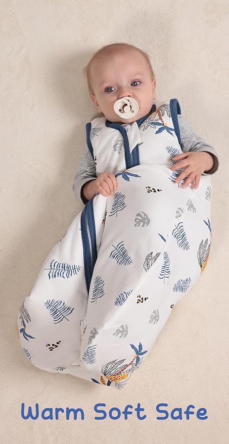 Baby Sleeping Bag 2.5 TOG Cotton Winter Sleep Sack for Newborn babies, Unisex Baby Wearable Blanket with Animal Patterns, Cheetah, L