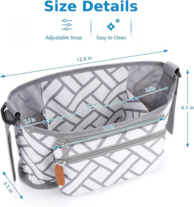 Accmor Universal Stroller Organizer with Detachable Phone Bag, Stroller Bag Caddy Organizer Stroller Accessories for Uppababy, Baby Jogger, Nuna, Doona, Britax Strollers