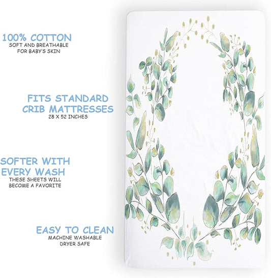 JumpOff Jo - Fitted Crib Sheet, Super Soft Breathable 100% Cotton Baby Crib Sheet for Standard Crib Mattresses and Toddler Beds, 28 in. x 52 in. - Botanical