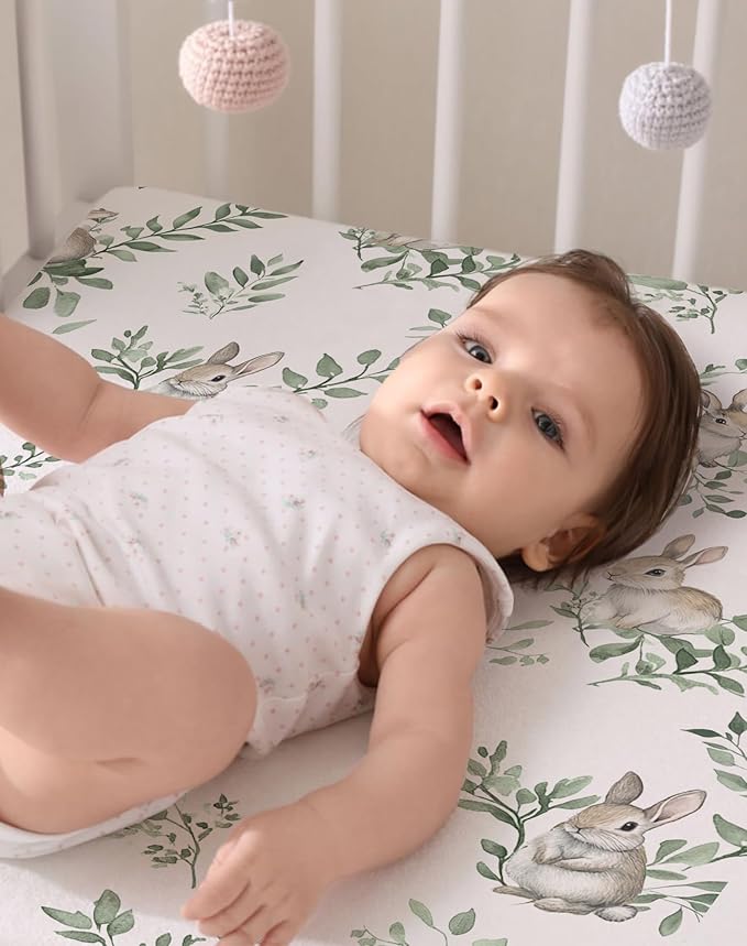 Crib Sheets for Boys and Girls, 2 Pack Fitted Baby Sheets for Standard Toddler Mattress 28" x 52", Soft Breathable Jersey Knit Baby Bedding (Turtle & Shark)