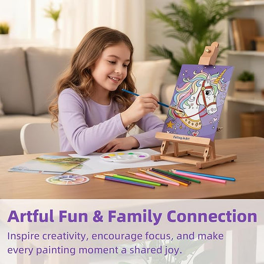Falling in Art 46 Pcs Acrylic Paint Set with Table Easel, Art Painting Kit with Acrylic Paints, Canvas Panels, Paintbrushes, Canvas Supplies Kit for Kids, Adults, Beginners, and Artists, Purple