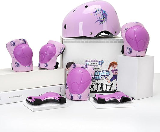 Kids Helmet with Knee Pads Elbow Pads and Wrist Guards,Child Protective Gear for Boys Girls Age 3-5-8 Years fit Roller Skates, Skateboarding, Scooter Bicycle Skate Scooter Skateboard