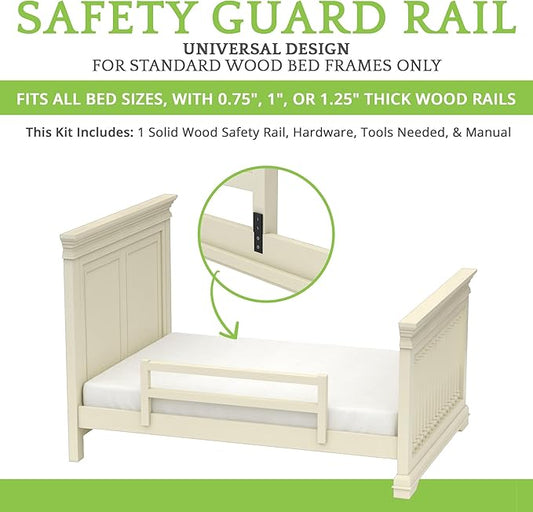 CC KITS Safety Guard Rail for Baby, Kids and Children - Solid Wood Safety Bed Rail for Toddlers - Easy Installation - Premium Protection for Bunk, Twin, Full, Queen and King Size Beds - (French White)