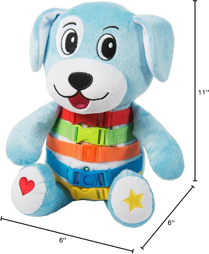 Buckle Toys Barkley Dog - Plush Animal Learning Toy - Develop Fine Motor Skills - Counting and Color Recognition Stuffed Animal - Perfect Travel Toddlers Essentials