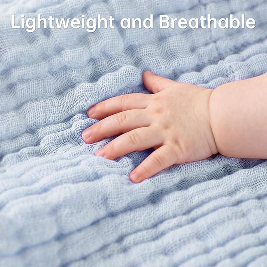 Organic Muslin Baby Washcloths 6 Pack Baby Bath Face Towel 12x12 Inch Extra Absorbent and Soft Burp Cloth and Wash Cloths for Newborn-Infants On Sensitive Skin (Blue Green Brown)