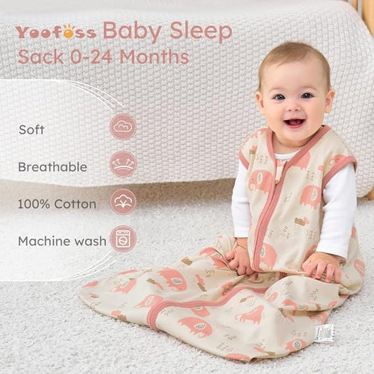 Yoofoss Baby Sleep Sack 12-18 Months Wearable Blanket for Babies 100% Organic Cotton 2-Way Zipper TOG 0.5 Toddler Sleeping Sack 3 Pack, Comfy Lightweight Sleep Sacks
