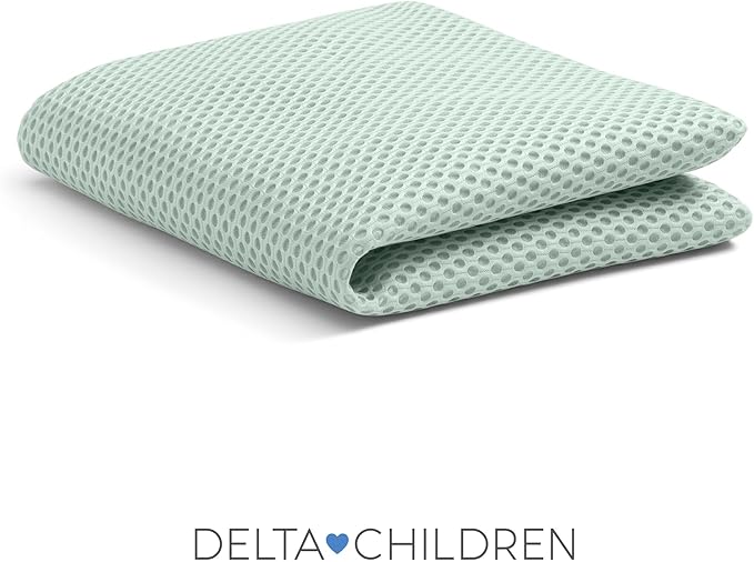 Delta Children Breathable Crib Mattress Pad Cover - 100% Breathable Mattress Pad Cover for Cribs - Elastic Edges for Secure, Universal Fit - Machine Washable - 1 Pack, Green