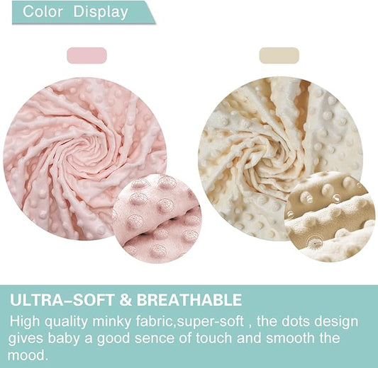 Owlowla Bassinet Sheet Set,Ultra Soft Minky Cradle Sheets Universal Fitted Bassinet Pad/Mattress for Baby Boys Girls(Cream/Pink)
