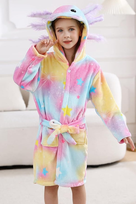 DELEY Girl's Robe Baby Boys Hoodie Robes Toddler Bathrobes for Kids Pajamas Sleepwear