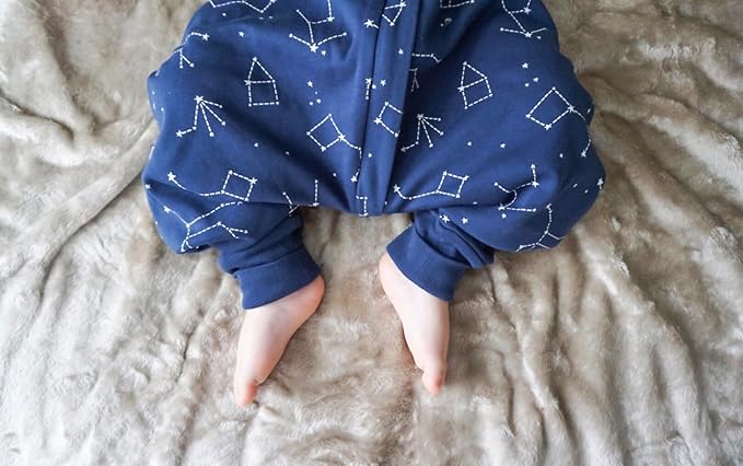 Woolino 4 Season Baby Sleep Bag Sack with Foot Opening, Merino Wool and Organic Cotton, Toddler Sleeping Bag, 3-4T, Night Sky