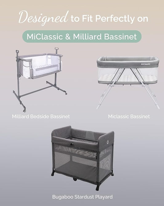 Bedside Sleeper Bassinet Sheets 35x20 for MiClassic, Milliard Bassinet and Large Bedside Sleepers - Buttery Soft, Premium Stretchy Jersey Knit Sheets - Sky + Sage + Cloud, 3 Pack