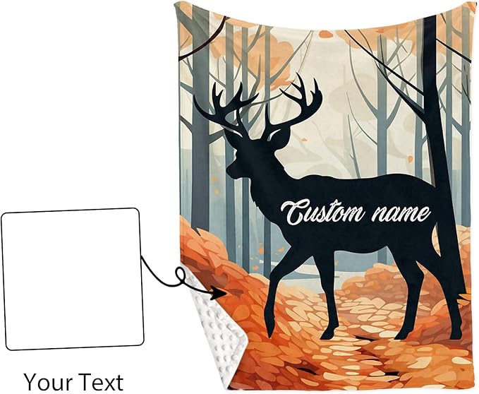 Custom Name Crib Bedding Set - Orange Sika Deer Pattern, Personalized Nursery Bedding 3-Piece Set– Soft Blanket, Fitted Sheet, Changing Pad Cover – for Newborns Girls Nursery Gifts