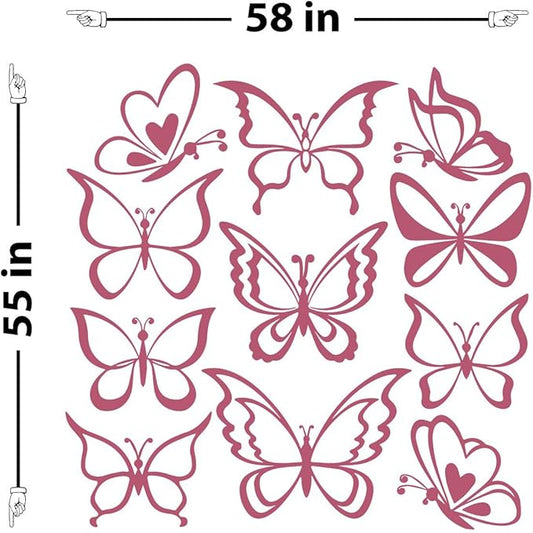 The Decal Guru Butterfly Wall Art Vinyl Stickers DIY Nursery or Girls Room Decor Peel and Stick Butterflies Decals (Lipstick, 55x58 inches)