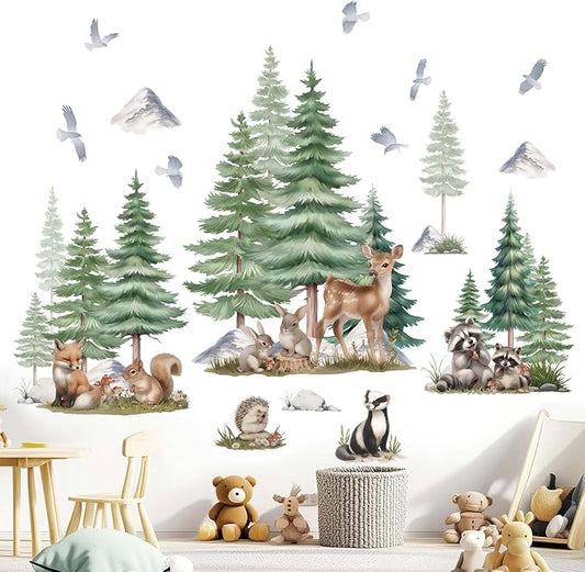 Animal Wall Stickers Decals for Nursery: Baby Animals Theme Peel and Stick Removable Vinyl Wall Stickers for Infant Room Kids Bedroom Toddler