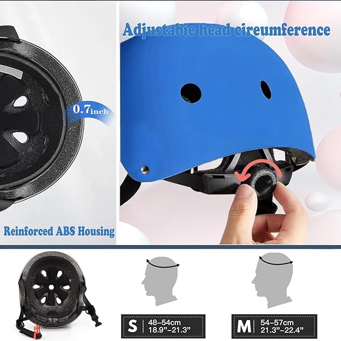 Kids Helmet,Toddler Skateboard Helmets for Ages 2-3-5-8-14 Years Boys Girls with Knee and Elbow Pads Wrist Guards fit Roller Skates,Skateboarding,Skating Scooter Adjustable Kids Helmet
