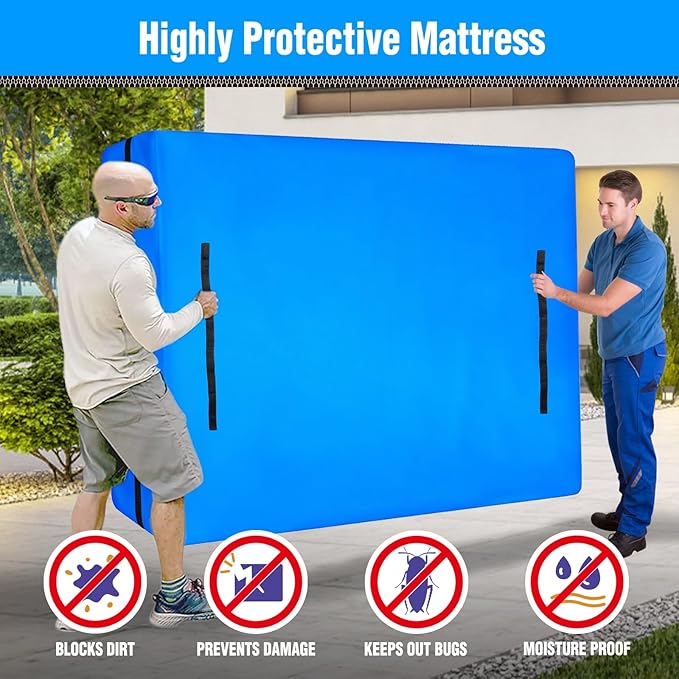 MorTime Mattress Bags for Moving and Storage, Zippered Mattress Storage Bag with 8 Strong Carrying Handles, Reusable Mattress Protector Cover Moving Supplies (Cali King)