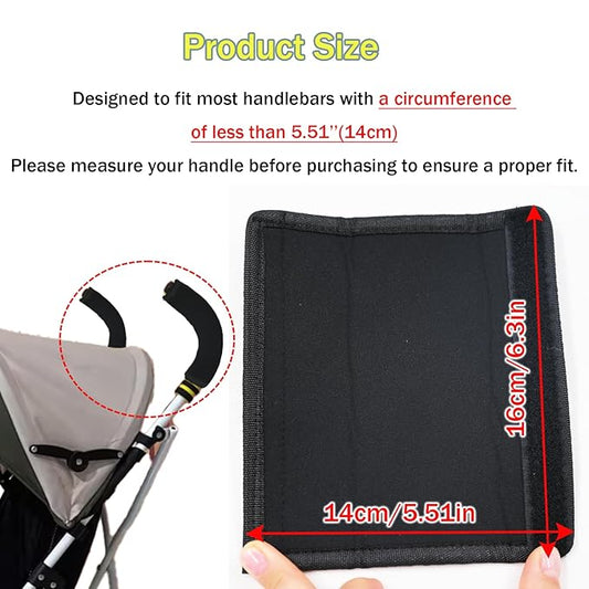 2 Pack 6.3 * 5.51inches Stroller Armrest Handle Cover,Pushchair Handlebar Cover,Universal Protective Grip Bumper Bar Covers Replacement Removable Toddler Pram Bumper Dust Proof Handle Gloves(Black)