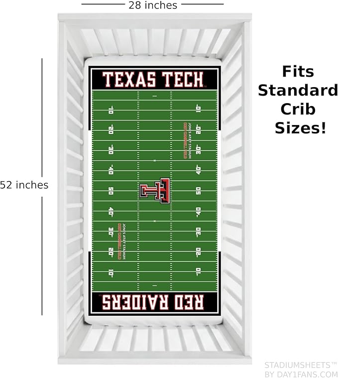 STADIUMSHEETS Day1Fans Officially-Licensed Fitted Crib Sheet (Texas Tech Red Raiders)