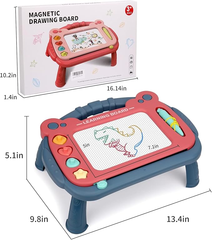 HCFJEH Magnetic Drawing Board for Toddlers 3, Color Erasable Doodle Writing Pad, Learning Painting Sketch Pad, Best Birthday Easter Christmas Halloween Kids Toy Gifts for Boys and Girls(Blue)