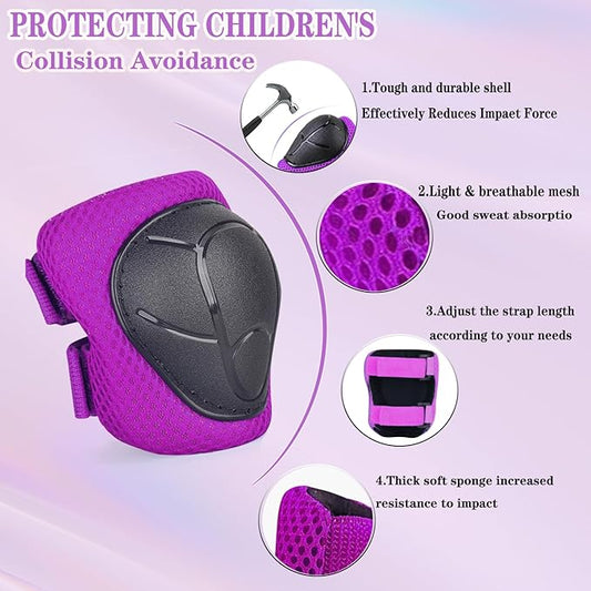 Kids/Youth Knee Pads and Elbow Pads Set for Kids 3-14 Years Boys Girls Protective Gear Set Adjustable Knee Pads, Elbow Pads, Wrist Guards Skateboard Skating Skiing Cycling Biking Running Scooter