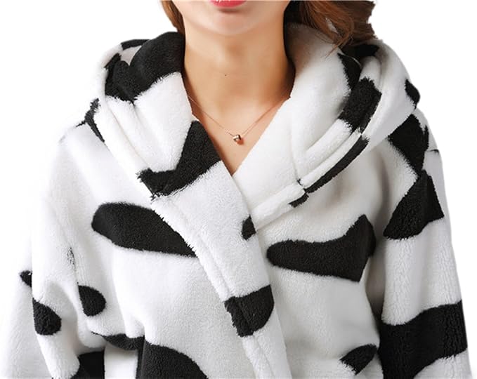 CuteOn Bathrobe for Women Soft Fleece Hooded Plush Loungewear